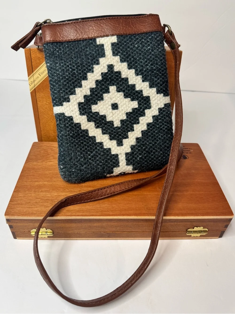 Mona B Canvas & Woven Aztec Small Crossbody Purse, Boho Western Chic - Picture 1 of 11
